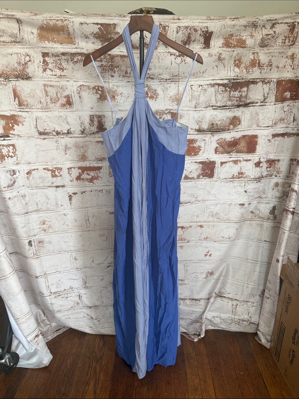 Nine West Blue Halter-Style Maxi Dress